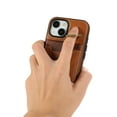 thumbnail image 6 of Wallet Back Case for iPhone 15 with Wrist Strap, Stylish Magnetic Card Holder Finger Ring Kickstand PU Leather Lanyard Shockproof Slim Phone Case Cover for iPhone 15, Brown, 6 of 7