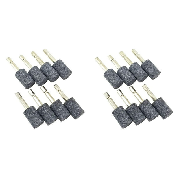16 Piezas de Piedra de Amolar Cilíndrica - Punta de Amolar Montada en Piedra Abrasiva de Vástago Hexagonal de 1/4 de Pulgada para Taladro de Herramienta Rotativa (20 mm)