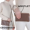 thumbnail image 3 of Humble Chic Clutch Purse Wristlets for Women - Taupe Vegan Leather Crossbody Large Wristlet, 3 of 10