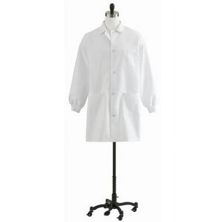 Unisex Knit Cuff Knee Length Lab Coat with Buttons