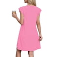 thumbnail image 6 of TEAJOPSUU Women's Casual A-Line Dresses with Pockets Cap Sleeve V Neck Mini Tshirt Dresses Flowy Sundress Pink, 6 of 6