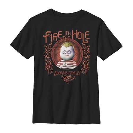 Boy s Addams Family Pugsley Fire in the Hole Graphic Tee Black Medium