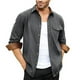thumbnail image 1 of Blusa y camisa de manga larga con cuello vuelto para hombre, informal, lisa, con botones y bolsillo, de poliéster, 1 of 4