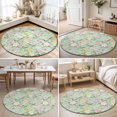 thumbnail image 4 of Round Area Rugs 3.3Ft, Sage Green Spring Floral Non-Slip Circle Rugs Carpet, Elegant Farmhouse Flowers Birds Watercolor Indoor Outdoor Rug Floor Mats Throw Runner for Bedroom Living Room Bathroom, 4 of 8