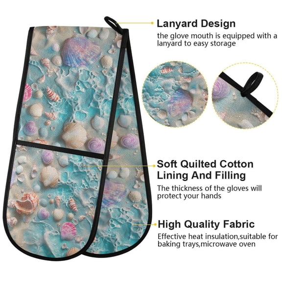 BZSMCE Oven Mitts Seashells Beach Creative Pattern Resistant Kitchen Gloves