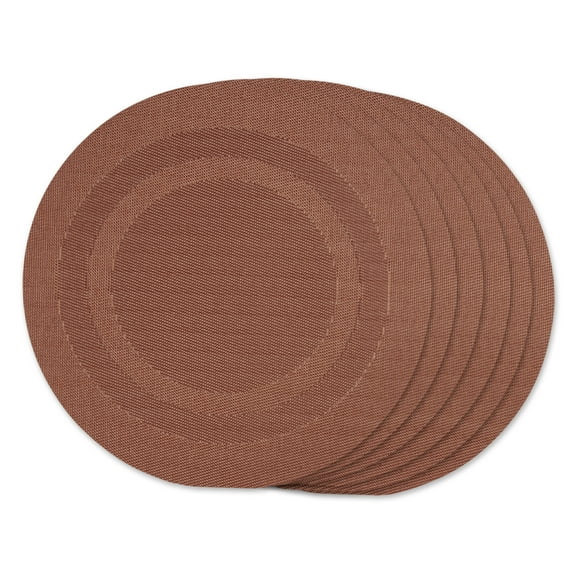 Contemporary Home Living Double Framed Round Placemats - 13.75" - Cinnamon Red - Set of 6