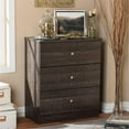 thumbnail image 2 of Pemberly Row Classy 3 Drawer Bedroom Chest Dresser with Metal Round Handles in Espresso, 2 of 6