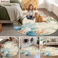 Beige Beach Coastal Round Area Rug 8Ft Washable Large Circle Rugs for ...