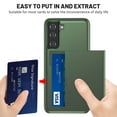 thumbnail image 4 of SaniMore for Samsung S22 5G Case with Card Holder, Slim Dual Layer Heavy Duty Galaxy S22 2022 Wallet Case Hidden Sliding Credit Slot Protective Cover for Men Women, Armygreen, 4 of 7
