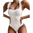 thumbnail image 1 of Traje de baño de una pieza Sin mangas Diseño de correa para el hombro Elástico Cómodo Traje de baño de una pieza Traje de baño para mujer Blanco M, 1 of 8