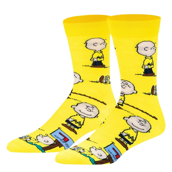 Crazy Socks, Charlie Brown, Peanuts Comic Strip Character Novelty Print Socks