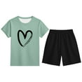 thumbnail image 4 of Gaexia Girls Fashion ,Girls Outfits Set Heart Print Short Sleeve Top and Shorts Casual Wear for Kids Ages 3-13 Comfortable Everyday Spring Summer Outfit, 4 of 4