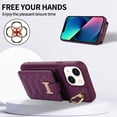 thumbnail image 6 of Decase Wallet Cover For iPhone 13 Pro,Premium Leather Shockproof Phone Shell With Back Flip Card Slots & Ring Kickstand & Hand Strap & Crossbody Strap - deeppurple, 6 of 6