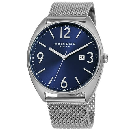 Akribos Xxiv Mens Automatic Watch - Akribos XXIV Men's Date Silver-Tone Stainless Steel Mesh Strap Watch
