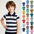 thumbnail image 1 of WENXIAOO Boys Polo Shirts Short Sleeve Striped Shirts for Boys with Button Collared for School Uniform Shirts Tennis Shirts Kids 11-12 Years Boys Clothes, 1 of 4