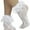 Ruffle Trim - White, variant on ToBeInStyle Women's Floral Lace Ruffle Trim Ankle High Socks - Baby Pink