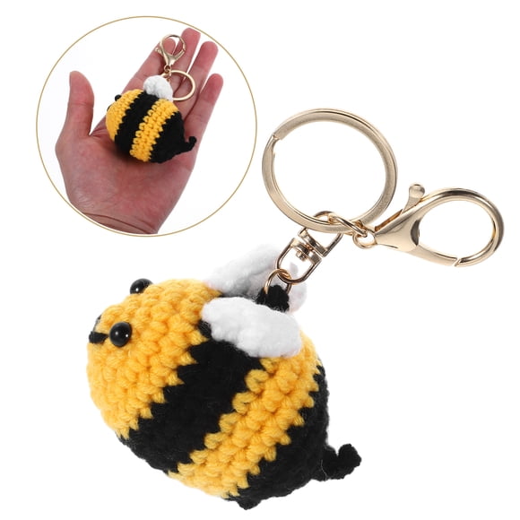 IDEANATEGRATE Colgante Llavero Abeja Hecho A Mano De Crochet Multicolor Para Y Auto