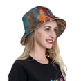 thumbnail image 5 of Kll Artistic Orange Carnation Skull Bucket Hat for Women Men Packable Travel Beach Sun Hat Outdoor Rave Accessories Reflective Fisherman Cap, 5 of 6