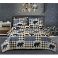 ARL HOME King Size Rustic Cabin Bedding Set, Blue Plaid Patchwork ...