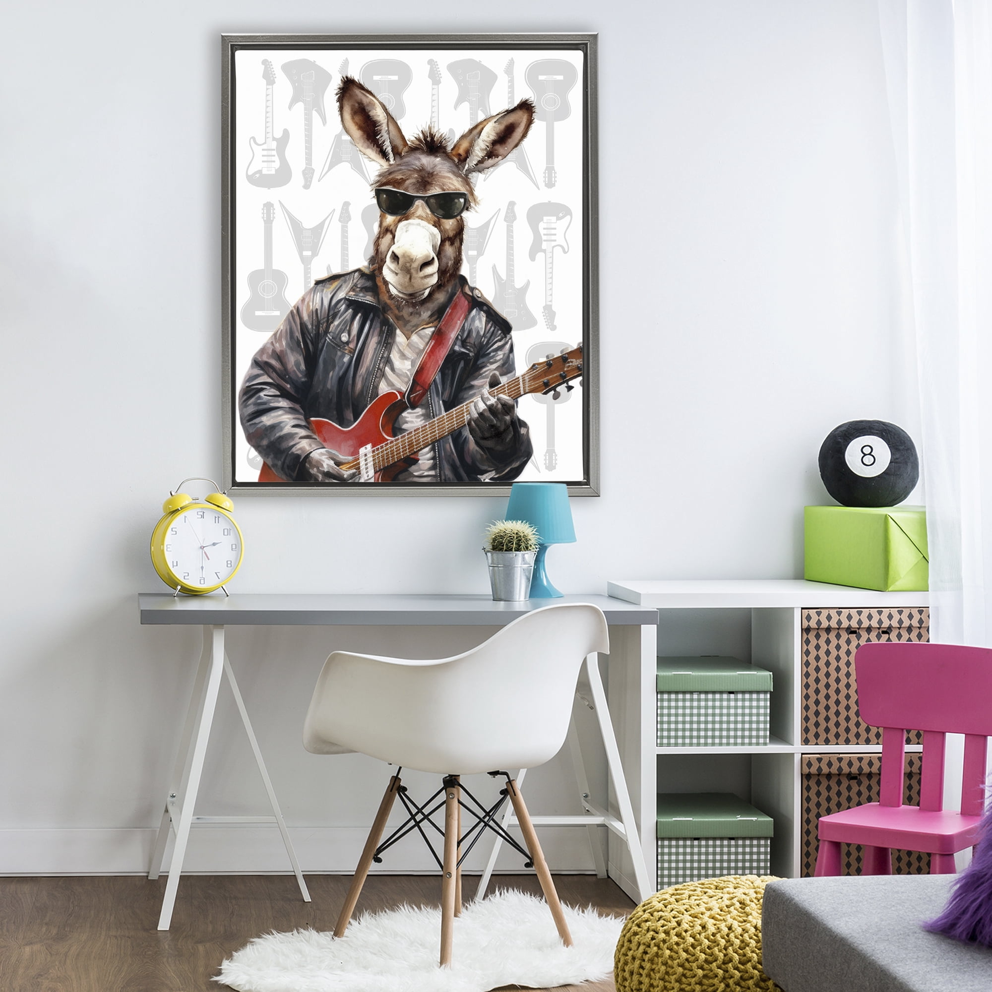 Stupell Industries Performing Musician Donkey Gray Framed Floater Canvas Wall Art, design by CAD Designs