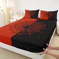 thumbnail image 3 of Manfei Boys Happy Halloween Twin Sheet Sets,Spider Webs Twin Fitted Sheet,Red Black Flat Sheet For Teens,Ultra Soft Home Decor,3-Piece, 3 of 7