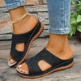 thumbnail image 2 of Rokment Women's Orthopedic Wedges Arch Support Slip on Dress Sandals Comfortable Fashion Casual Leather Platform Walking Slides Slippers for Beach Summer Black Size 7, 2 of 7