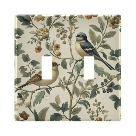 Yayeee Toggle Light Switch Wall Plate 2-Gang 4.56"x4.48" Decorative Outlet Cover, Green Birds