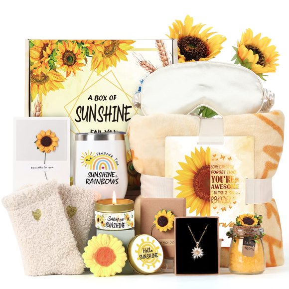 Sending Sunshine Gift, Sunflower Gifts for Women, Care Package, Birthday Gifts Box, Get Well Soon Gifts Basket Thinking of You Gift for Women, Friend, Sis