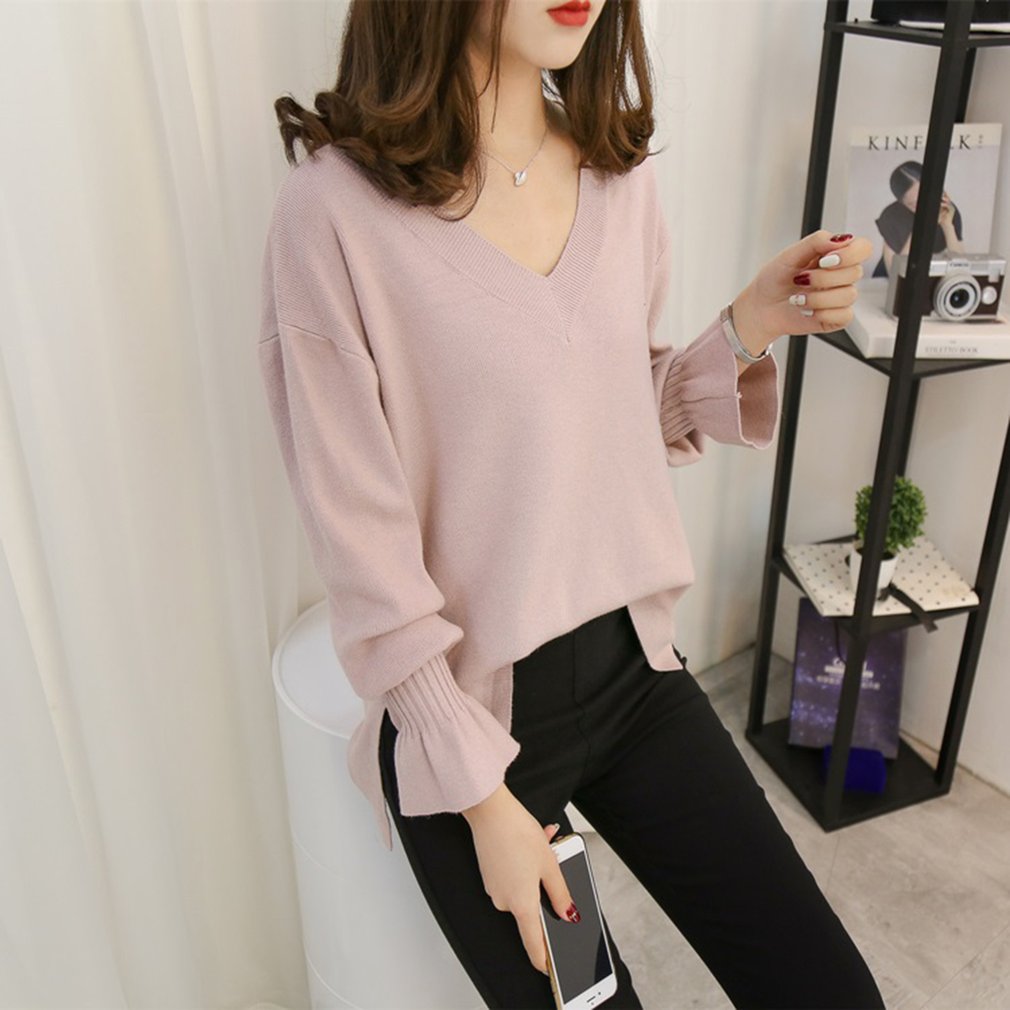 deep v neck sweater women