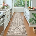thumbnail image 7 of MJIAexp 2'x12' Boho Runner Rug,Non Slip Washable Floral Hallway Runner Rug with Rubber Backing, Low Pile Faux Wool Distressed Carpet for Kitchen, Laundry, Bedroom, Entrance,Brown, 7 of 7