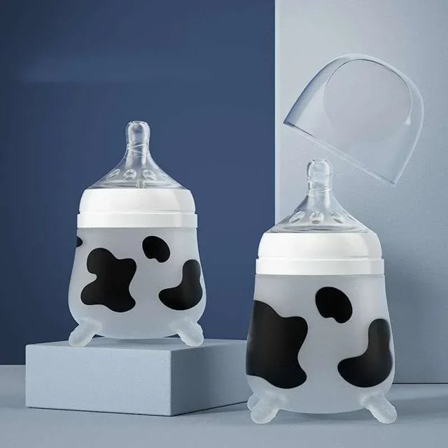 Biberón de silicona para bebé, imitando la leche materna para recién nacido, anticólicos, antiasfixia, suministros de vaca