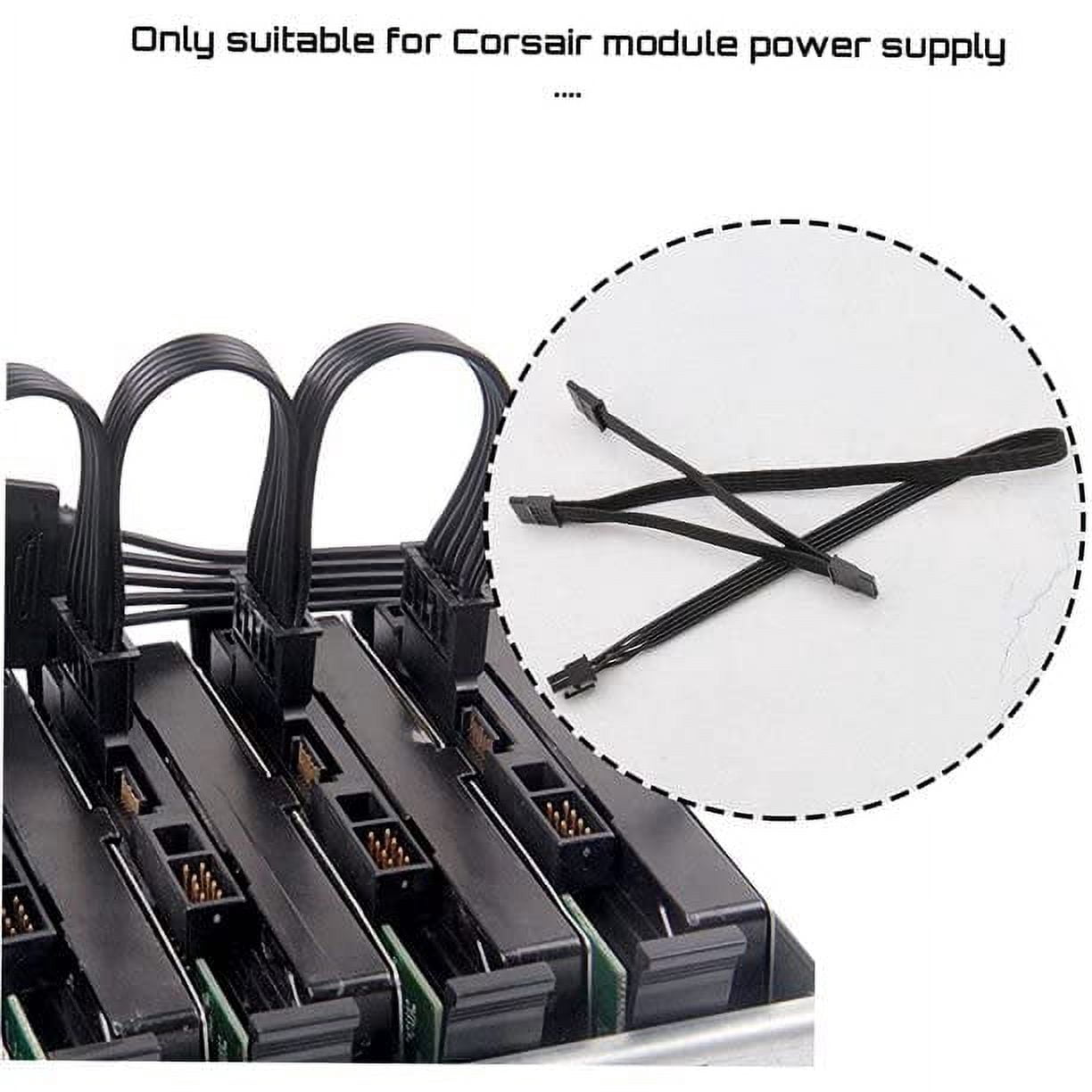 HRTGFD-for Corsair SATA Power Splitter Cable, 6-Pin to 3X 15-Pin SATA Female Power Supply Adapter for Additional SSD/HDD, for Corsair RM550x RM650x RM750x RM850x RM1000x Modular PSUs - 20 Inch