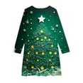 thumbnail image 4 of SuTry Girls Christmas Printed Long Sleeve Twirly Skater School Recital Dress Long Sleeve Round Neck Dress for Kids 4-15 Years(Multicolor#3,8-9 Years), 4 of 5