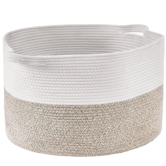 Cotton Rope Storage Basket 87L Woven Blanket Basket 22 x 22 x 14 in