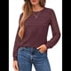 thumbnail image 2 of Camisas de Larga para Mujer, Blusas Elegantes e Informales de Encaje, Conjuntos de Otoño 2025, Camisetas y Ropa de Trabajo. Vino Tinto L, 2 of 8