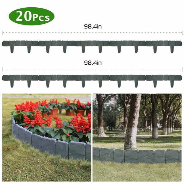Garden Edging Border,Imitation Stone Effect Garden Lawn Border,No Dig Flexible Lawn Edging and Flower Bed Border
