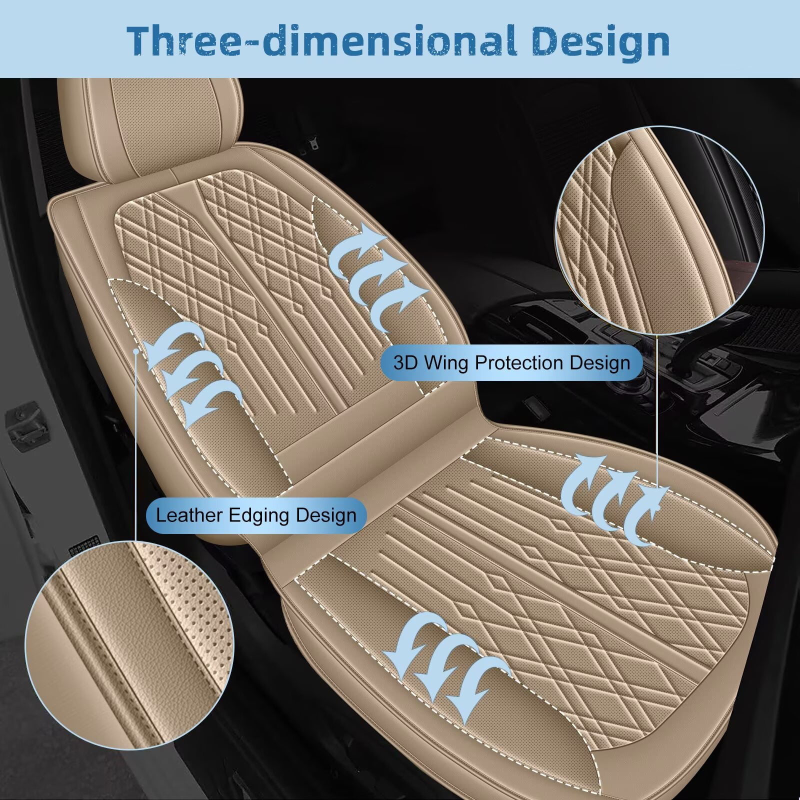 DIKSOAKR Seat Covers Fit for Toyota Camry 2012-2024 2025 Full Set Leather Seat Covers Breathable Waterproof Vehicle Seat Cushion (2 Row 5 Seat, Beige)