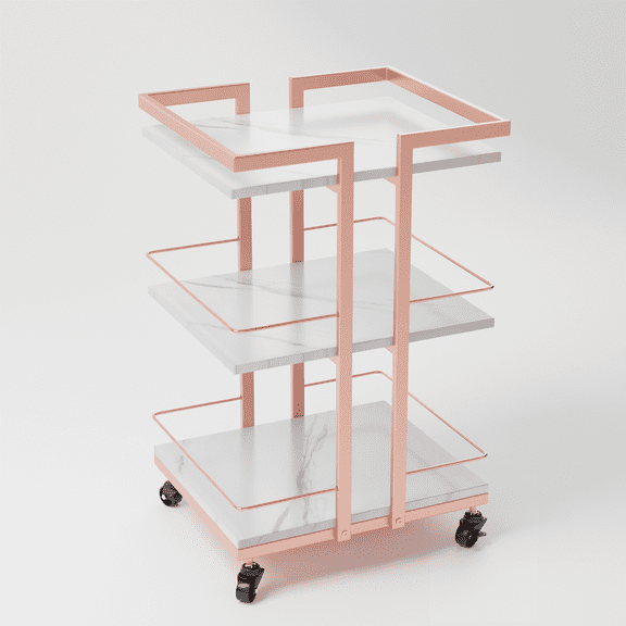 OmySalon Esthetician Cart with Wheels Utility Salon Rolling Trolley, Mobile Storage Organizer for Beauty Spa Cosmetology Massage, Tattoo Manicure Facial Tool Holder Station