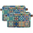 thumbnail image 2 of FREEAMG Collapsible Storage Basket Mexican Talavera Rectangular Storage Bins Baskets Toys Storage Bins with Handles for Bedroom Home Office 2PCS, 2 of 7