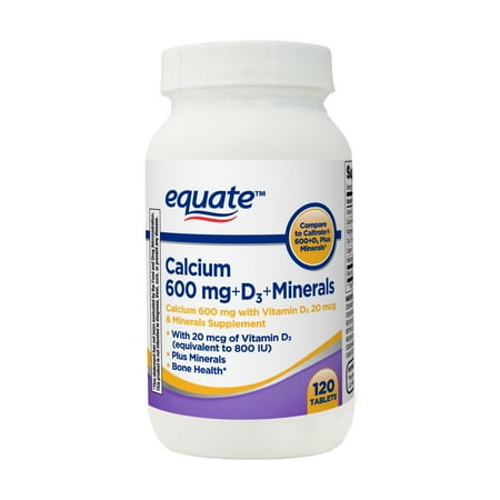 Equate Calcium 600 D3 Minerals Tablets 120 Count