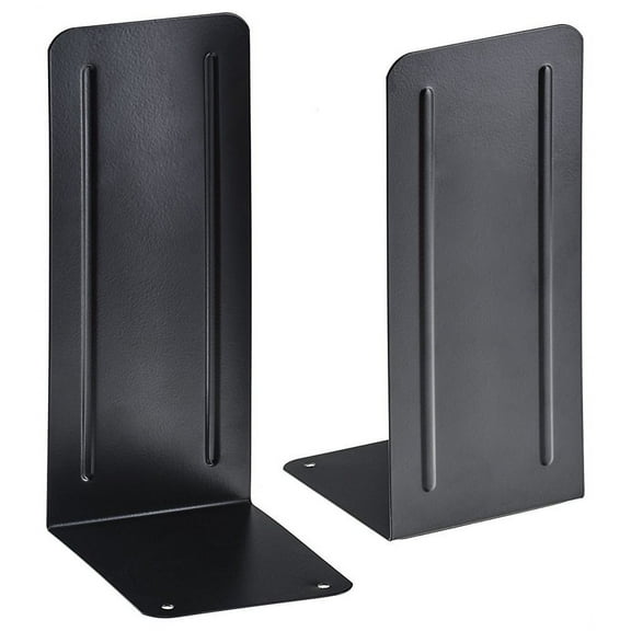 Acrimet Premium Metal Bookends (Heavy Duty) (Black Color) (1 Pair)