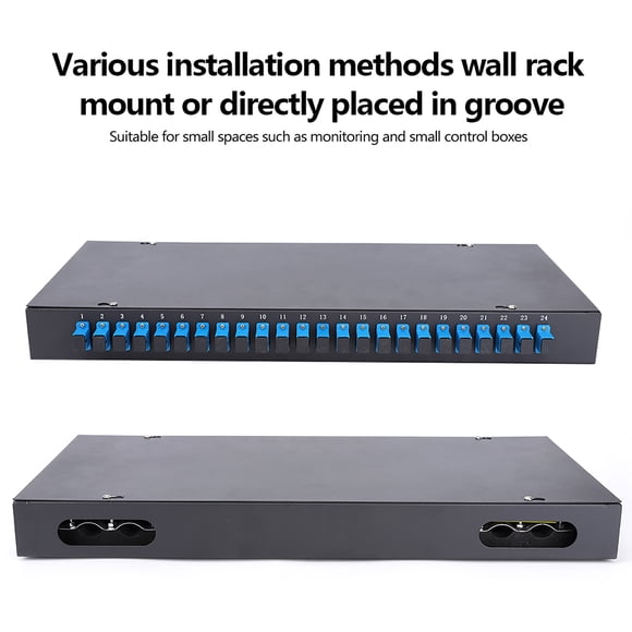 Optical Fiber Terminal Box 24 Core 24 Port Fiber Patch Panel SC Connector Wall Mounted User Cableand Connector Black