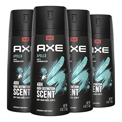Prime Alternatief Vijfde AXE Apollo Body Spray Deodorant for Long-Lasting Odor Protection, Sage &  Cedarwood Deodorant for Men Formulated Without Aluminum 4oz 4 Count -  Walmart.com