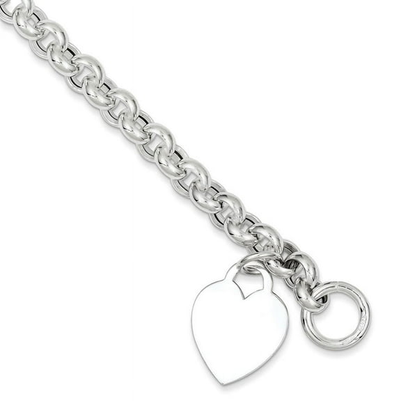 Sterling Silver 7in Heart Toggle Bracelet