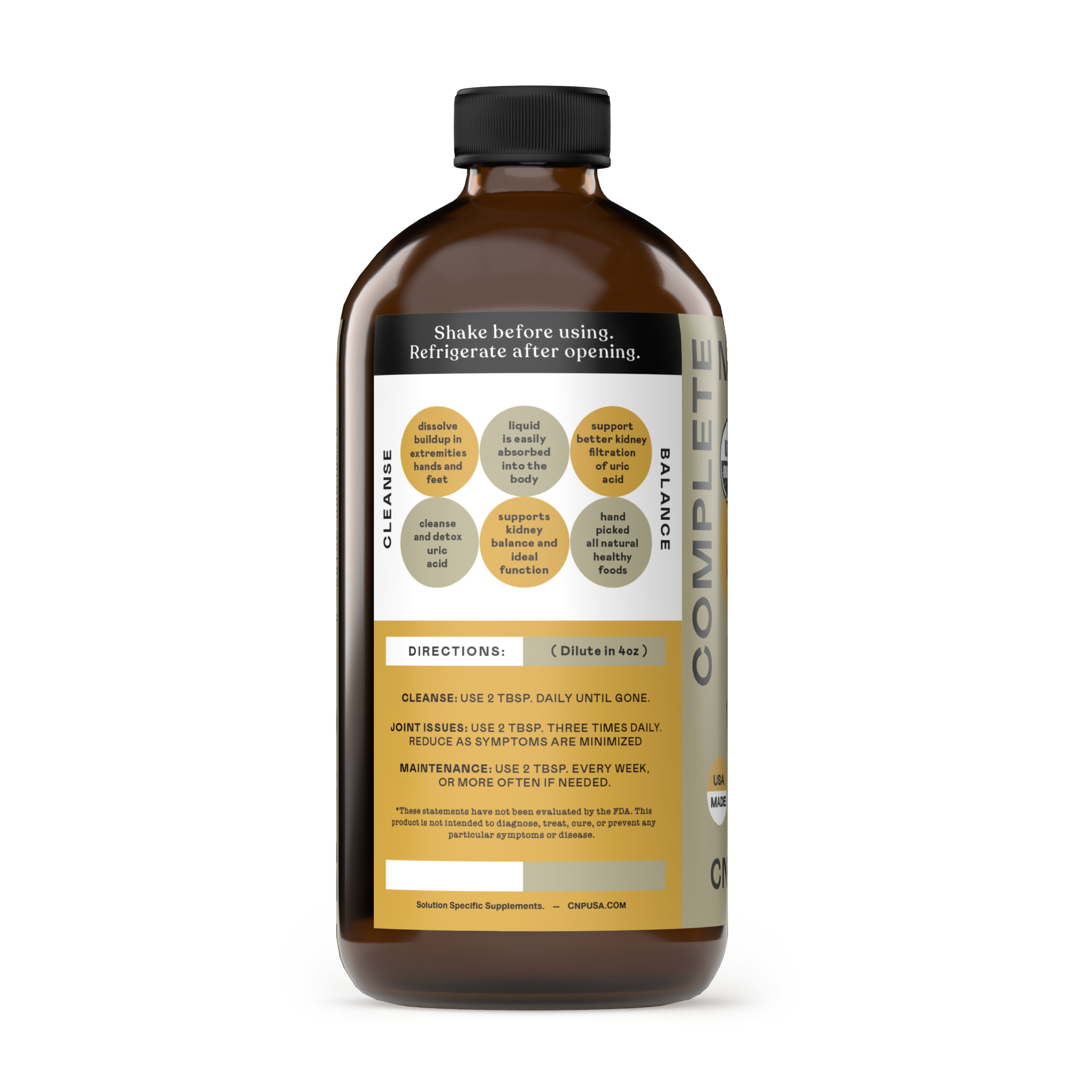 Complete Natural Products Joint Support Complete – 16 Fl Oz Organic Liquid Joint Supplement with Glucosamine Chondroitin MSM – Natural Uric Acid Joint Health Support for Mobility  - Glass Bottle