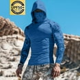 thumbnail image 2 of biudgviw Men's Sun Protection Hoodie with Mask Outdoor Hiking UV Long Sleeve Shirts Breathable Quick Dry Print Hooded Top, 2 of 3