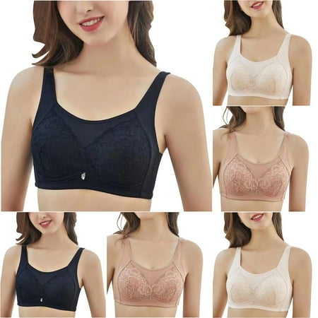 Price Drop: Bras for Women No Underwire  Sujetadores para mujer sin aros  Woman s Embroidered Glossy Comfortable Breathable Bra Underwear No Rims SOPATENOR Black 36
