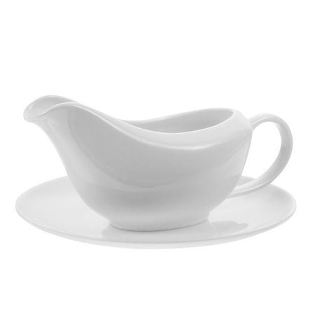 

1 Set Gravy Boat Gravy Tomato Sauce Boat Condiment Boat Saucier Tray (White)