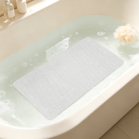 Eolstice Bath Mat with Suction Cups, PVC Hollow Out Design, Quick Dry Dirt Resistant Shower Mat, Non Slip Bathtub Mat for Indoor Bathroom Floor