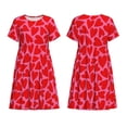 thumbnail image 3 of Bixox Robe d'Été à Manches Courtes pour Femmes Robe Ample Longueur Genou avec Poches-Cœur d'Amour, 3 of 7